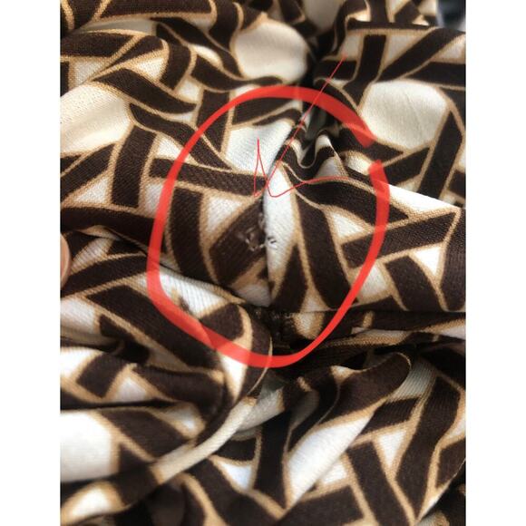 Talbots Faux Wrap Dress in Brown and White Weave Print Retro US 4 - Picture 4 of 16